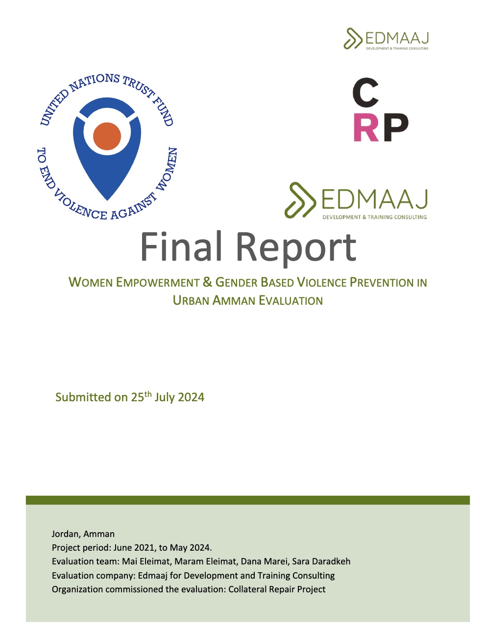 CRP EVALUATION COVER PAGE